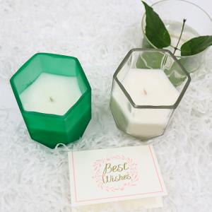 Cheap Aroma Home Soy Wax Scented Candle With Customized Hexagon Candle Jar For Home Decoration for sale