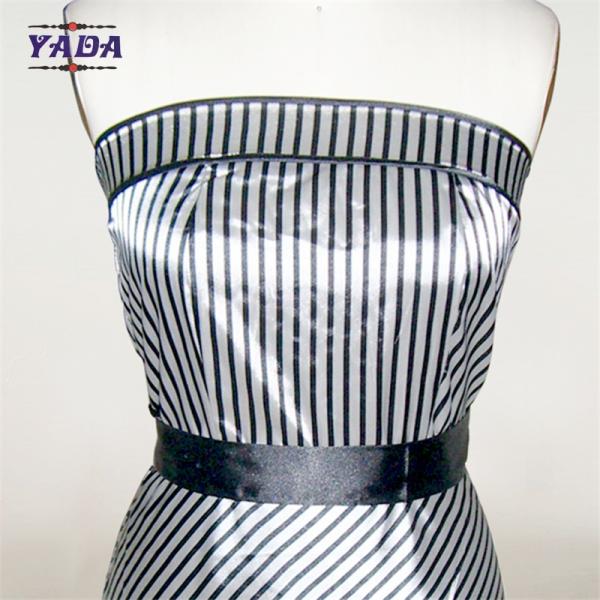 Sexy silk satin styles black and striped strapless summer beach europe slim white dress with high quality