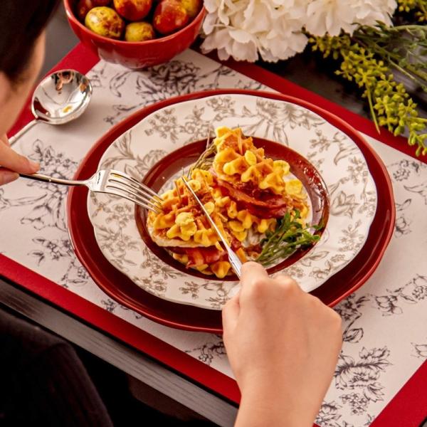 Full Porcelain Christmas Tableware Chinese Year Ceramic Tableware Plant Pattern