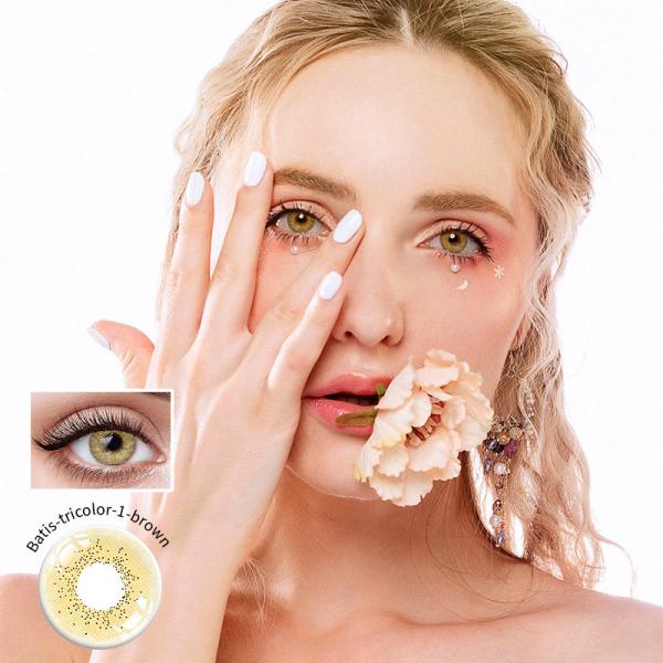 Real Looking Tri Color Contact Lenses Most Natural Colored 14.2mm
