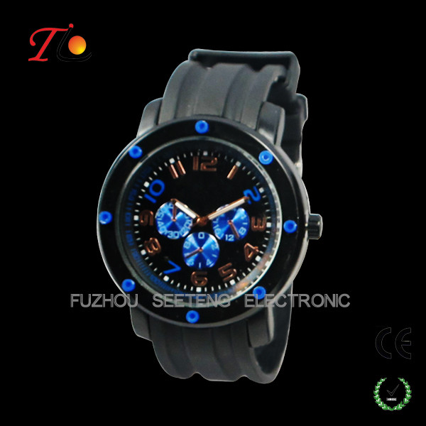 Better quality cool big face and color customized dial silicone watches men for