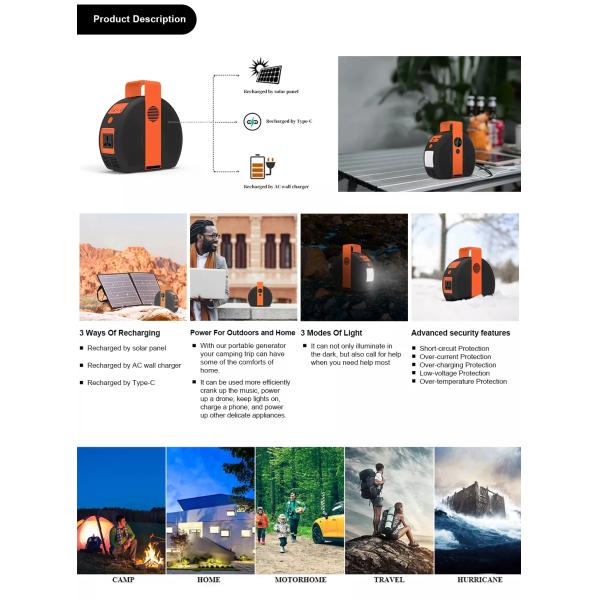 Customized 42000Mah 100W Portable Power Station Home / Outdoor Mini Emergency Power Supply