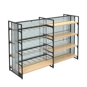 Wooden Gondola Shelving Miniso Style Shop Furniture Adjustable