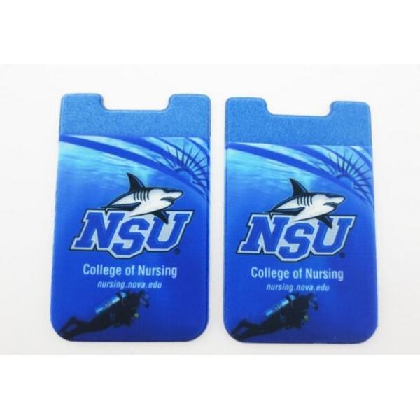 Custom 3M Sticker Royal Blue Lycra Phone Pocket Card Holder With Heat Transfer