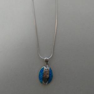 Cheap Key Design Meandros Opal Pendant Necklace With 925 Sterling Silver for sale