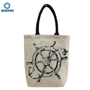 Reusable Grocery Bag Tote Cotton Jute Bags Burlap With Leather Handle