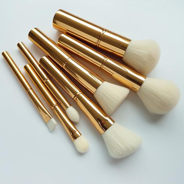 Premium Oval Makeup Brush Set Shiny Gold Cruelty Free