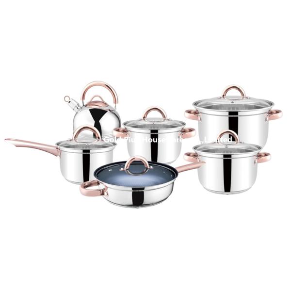 Quality Custom made single layer soup pot with induction base fast heating frying pan with glass lid classic whistling kettle wholesale