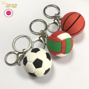 Rubber 3D PVC Key Chain Soft Basketball Volleyball Soccer Silicone Key Ring For