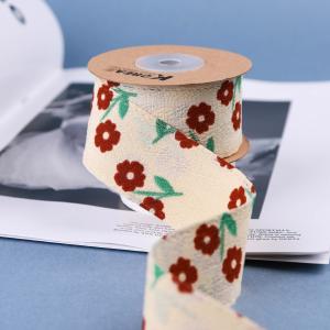 OEM Blossom Flower Art Printed Ribbon 40mm Custom Ribbon With Logo