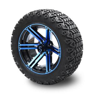 China Golf Cart 14 Inch Blue/Glossy Black Wheels And 22 Inch Tall Off-Road Tires 4 PLY with DOT Approved on sale