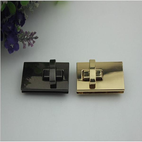 Quality Fancy simple design gold & gunmetal color zinc alloy fittings metal twist turn lock for handbag wholesale