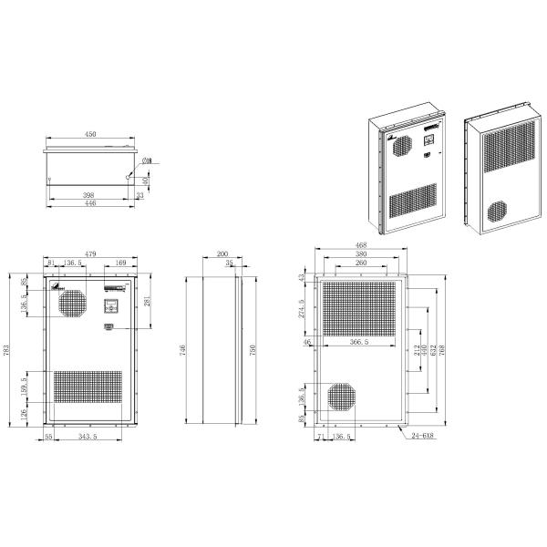 Cooling Capacity 1500W Air Conditioner DC48V Designed For Outdoor Cabinets