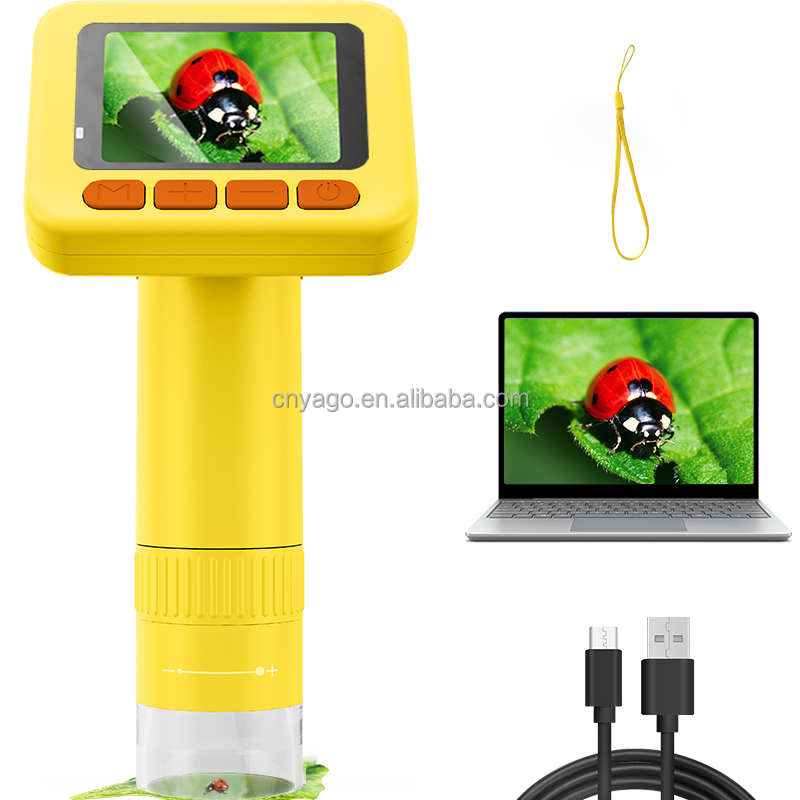 50X-1000X Portable Digital Microscope with 2" IPS Screen and 8 Adjustable LEDs for High-Definition Observation
