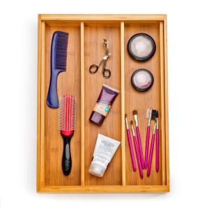 Multipurpose Design Bamboo Expandable Cutlery Tray 5 Large Compartment