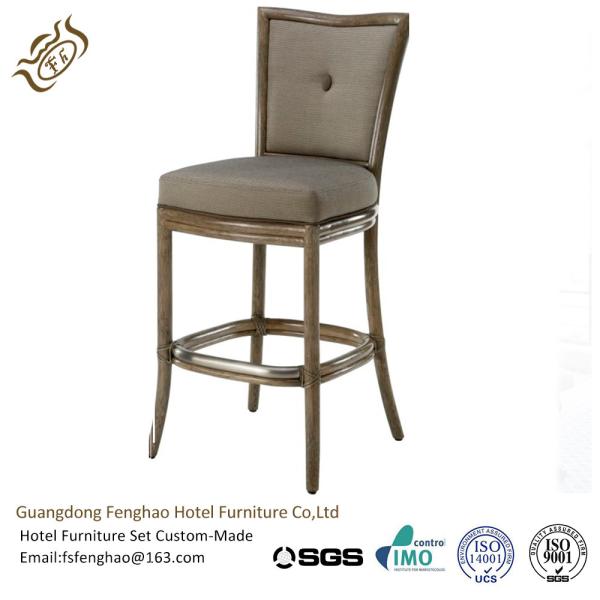 Quality Square Back Comfortable High Oak Hotel Bar Stools For Restaurant wholesale