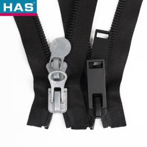 Tape Polyester Double Pull Head Resin Zipper With Corn Teeth And Double Opening