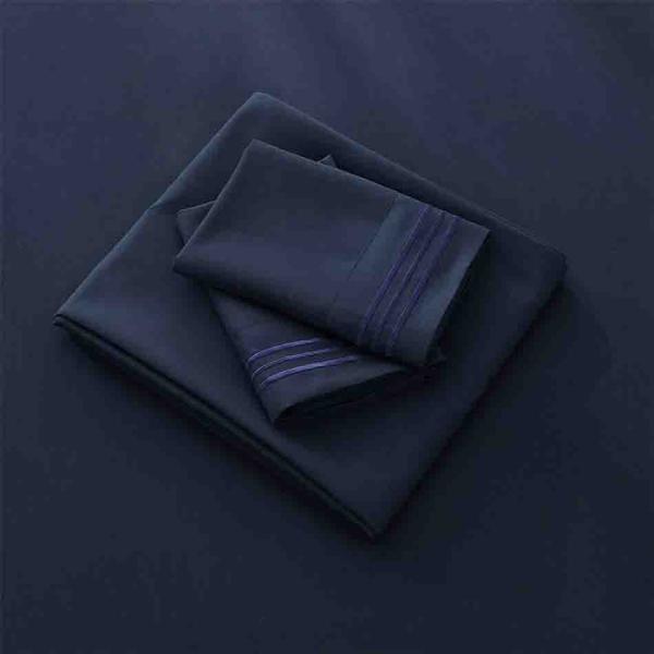 200TC Three Lines Embroidery Luxury Hotel Sheet Set with 100% Polyester Microfiber