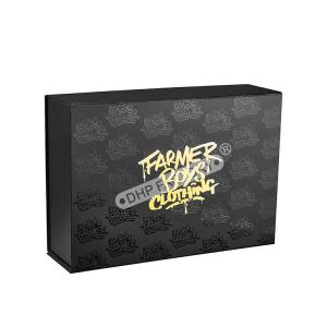 Glossy UV Black Foldable Magnetic Boxes With Bownot Ribbon For Clothing