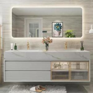 Customized Color Bathroom Vanities Modern LED Mirror Cabinet and Sink Collection
