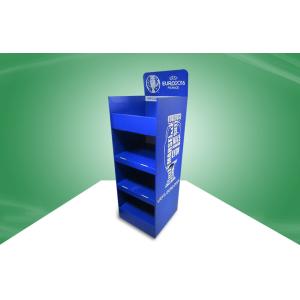 Four Shelves POS Cardboard Displays Blue Assembly Floor Display Stands