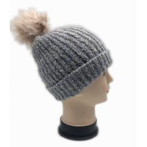 Melange Color Shinny Yarn Popular Knit Hats With Big Pompom