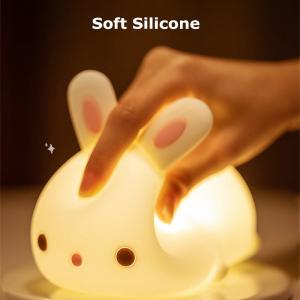 Soft Silicone Rabbit Kids Nursery Bedside Nightlight Lamp Gifts Touch Sense RGB