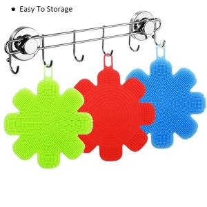 Fancy reusable high quality silicone cleaning pad plum blossom brush soft cleaning tool kitchen tool customized silicone brush