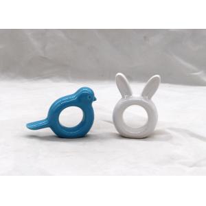 Color Customized Ceramic Napkin Holder Animal Design Ceramic Napkin Ring Set