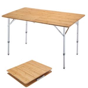 Cheap 120*70cm Tabletop Patio Garden Bamboo Aluminum Folding Table for Picnic Camping Dinning for sale