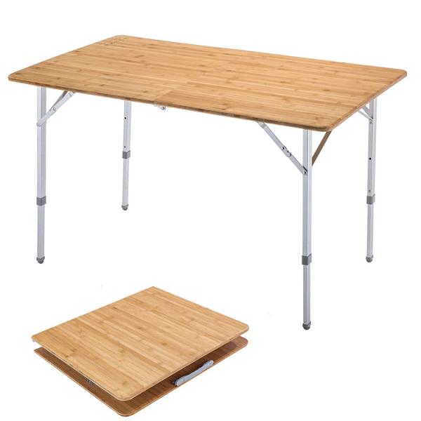 120*70cm Tabletop Patio Garden Bamboo Aluminum Folding Table for Picnic Camping