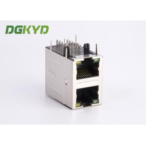 8P8C Cat5/5e 100Mb Stacked 2 Port RJ45 Jack Combo With Transformer