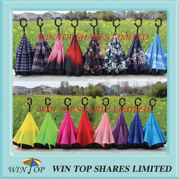 Quality Various kinds of solid color and printed reverse parasol manufacturer wholesale