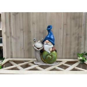 OEM / ODM Magnesium Oxide Garden Statue Gnome Riding On Turtle Statue