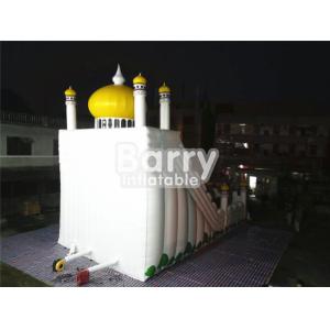 PVC Tarpaulin 0.55mm Castle Commercial Inflatable Slide With Jumping Area