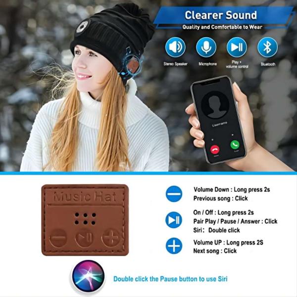 Rechargeable Battery Bluetooth Beanie Hat With LED Headlamp For Climbing Hiking Biking Cycling