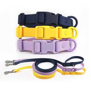 Custom Logo Color PVC Pet Collar Waterproof Silicone Dog Collar And Leash Set