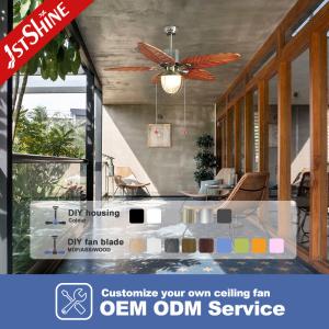 52 Inch Nature Wood Ceiling Fan with Pull Chain Switch and Tropical/America