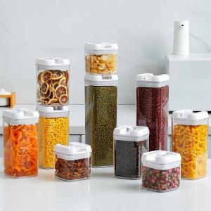 9 Pcs Set Stackable Transparent Pantry Airtight Cereal Dry Food Plastic Storage