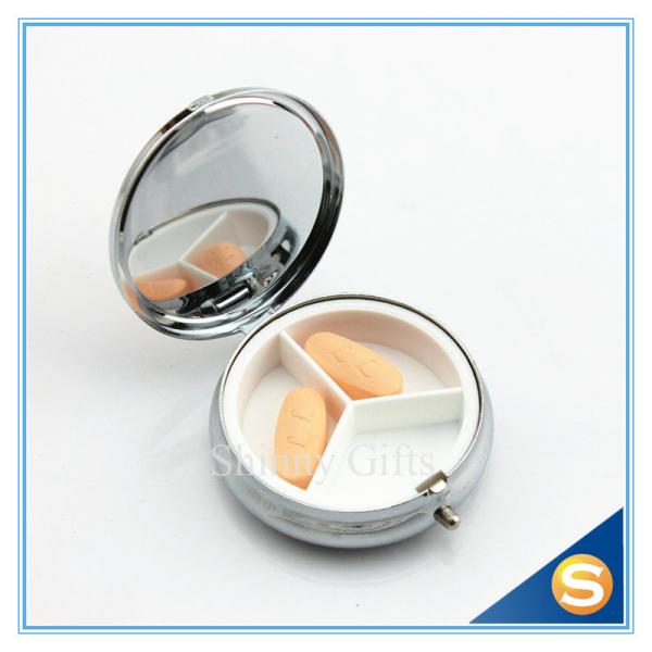 Quality Round Shape Metal Materials Pill Boxes SGS Test Report Portable Pill Boxes wholesale