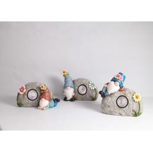 Unique Solar Magnesium Oxide Garden Statue Handmade Lifelike Gnome Stone