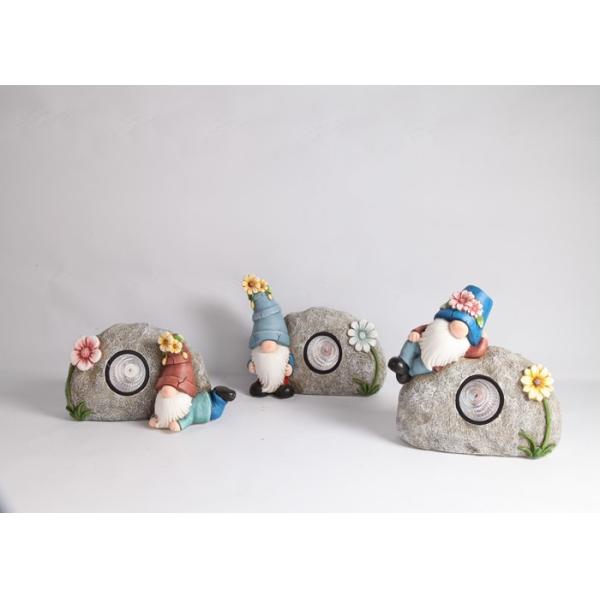 Quality Unique Solar Magnesium Oxide Garden Statue Handmade Lifelike Gnome Stone wholesale