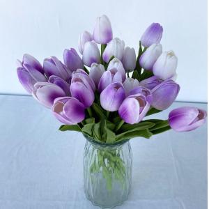 Indoor Faux Single Branch Pvc Soft Feeling Plastic Artificial Real Touch Tulip