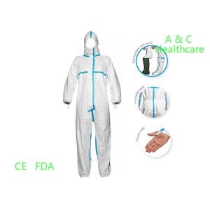China Non Woven Disposable Protective Gowns With Knitted Cuff Medical Blue on sale
