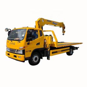 4 * 2 JAC 6 Tons Wrecker With 5 Tons Crane Tow Truck With 5 Tons 4 Section Arm