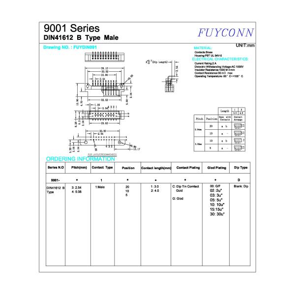 20Pin DIN 41612 Connector 2 Rows 2x10P 220 PCB Right Angle Male Eurocard Connector