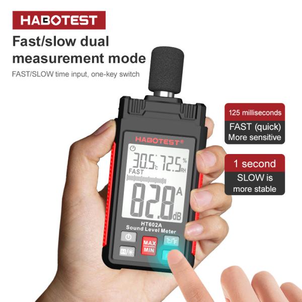 Quality HT602A  Sound Level Meter Digital Handheld DB Meter Sonometros Noise Audio Level Meter 30-130dB Decibels Mini Sound Meter wholesale