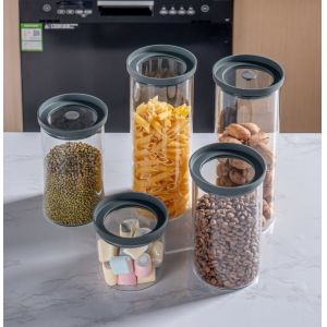 IKOO Glass Airtight Canisters with Silicone and Glass Lids – BPA-Free Borosilicate Containers for Food Prep, Storage, Wet or Dry Food Jars for Rice, Tea, Coffee, Candy