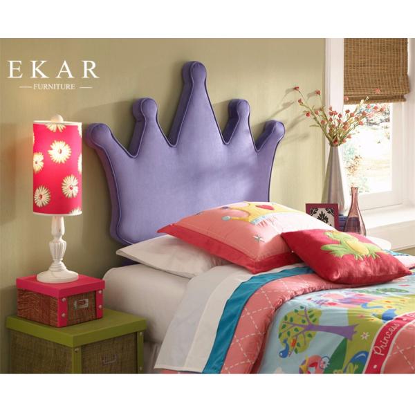 Crown Shaped Headboard High Fabric Bed For Girl