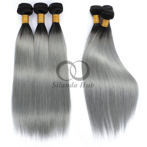 #T1B/Grey Straight Remy Human Hair Bundles Sew In Weave Bundles Brazilian Bundle Deals